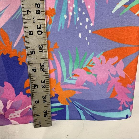 Boston Proper women's medium Mini Dress blue pink zip Tropical Print - Picture 12 of 12